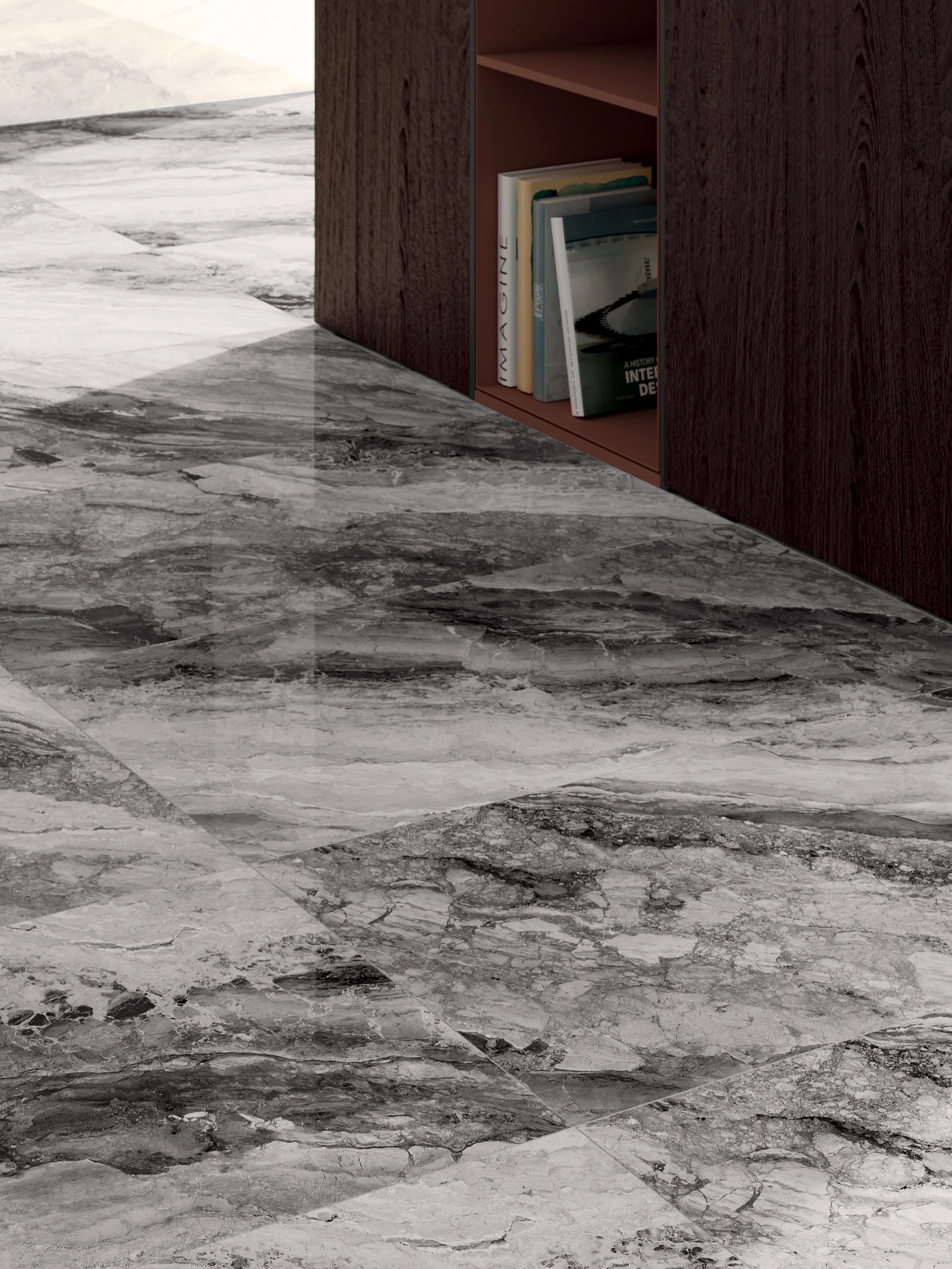 Mystic Dark designer marble effect tile 600x1200 rectified edges