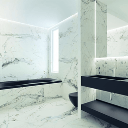 White marble-style matt tiles for wall and floor