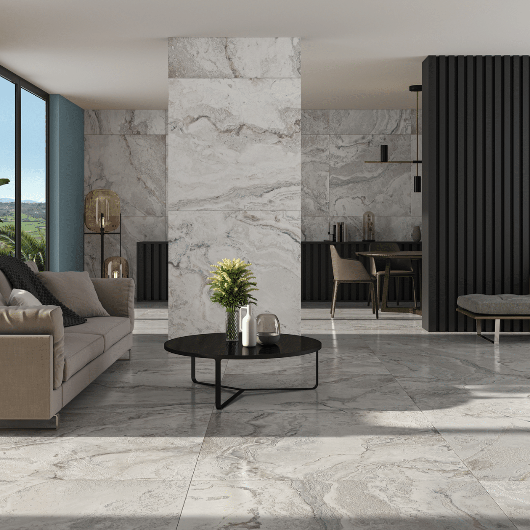 Candy Perla grey matt porcelain marble effect wall and floor tiles