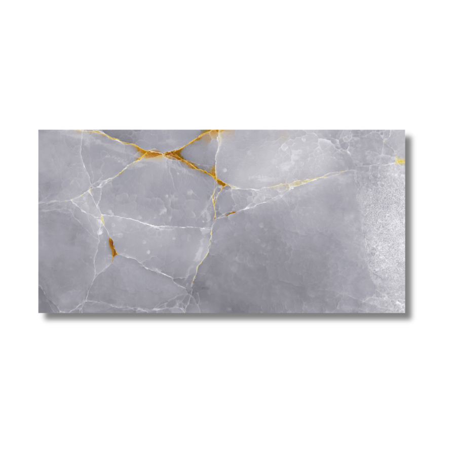 Kitchen interior with Carley Onyx Grey porcelain tiles