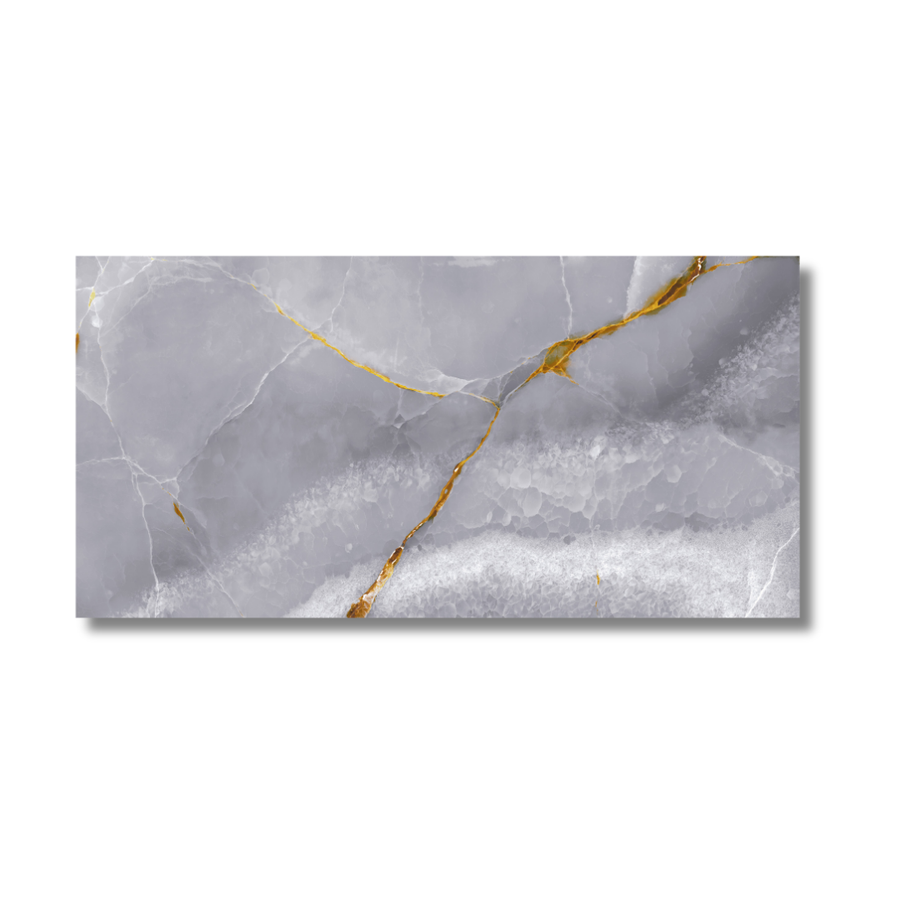 Modern bathroom wall and floor with grey onyx tiles