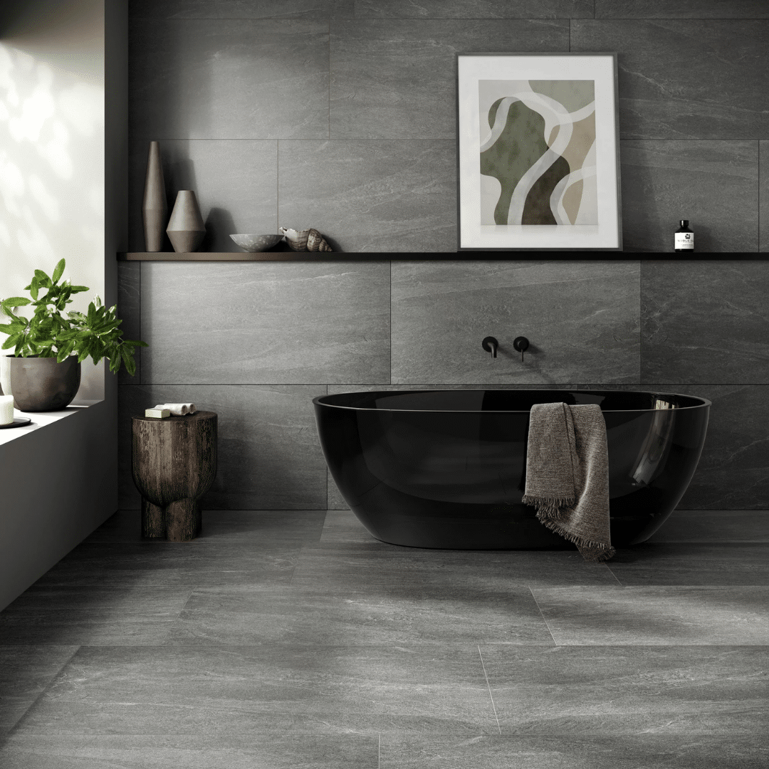 Carmo Stone black matt porcelain tiles for wall and floor