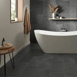 Elegant black matt stone look porcelain tiles for interiors