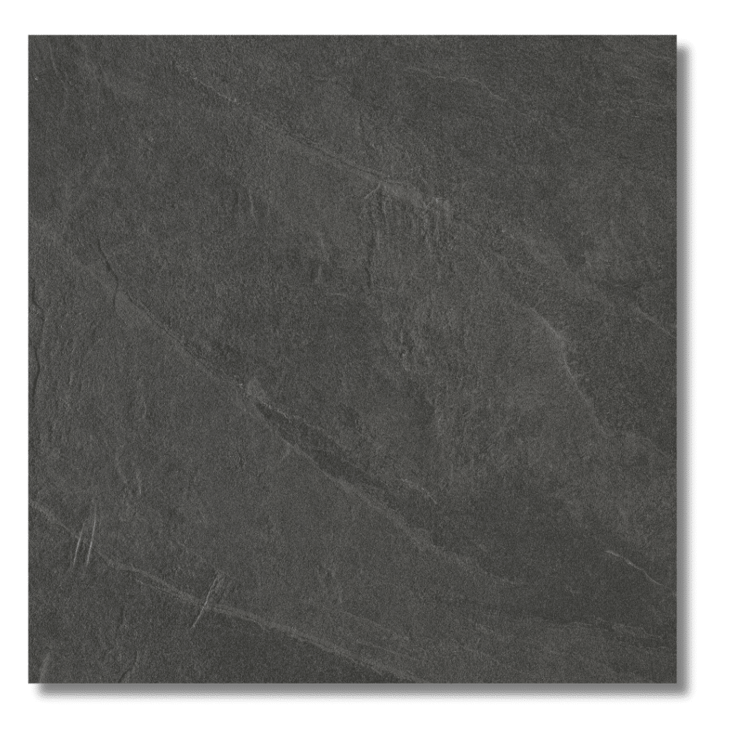 Stone effect black porcelain tiles with modern matt finish