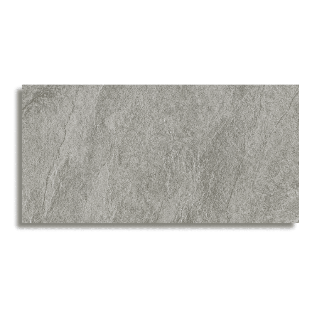 Refined grey porcelain tiles with smooth matt surface