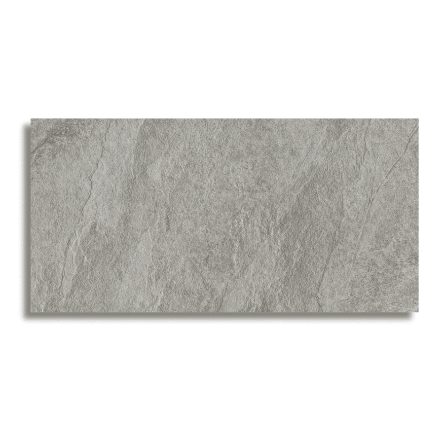 Refined grey porcelain tiles with smooth matt surface