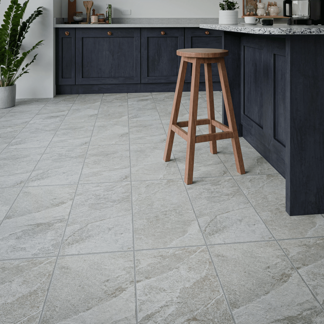 Durable porcelain matt stone effect tiles in grey