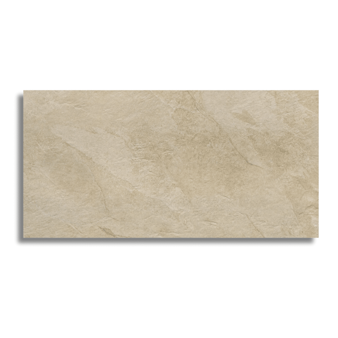 Elegant ivory porcelain tiles with modern stone effect