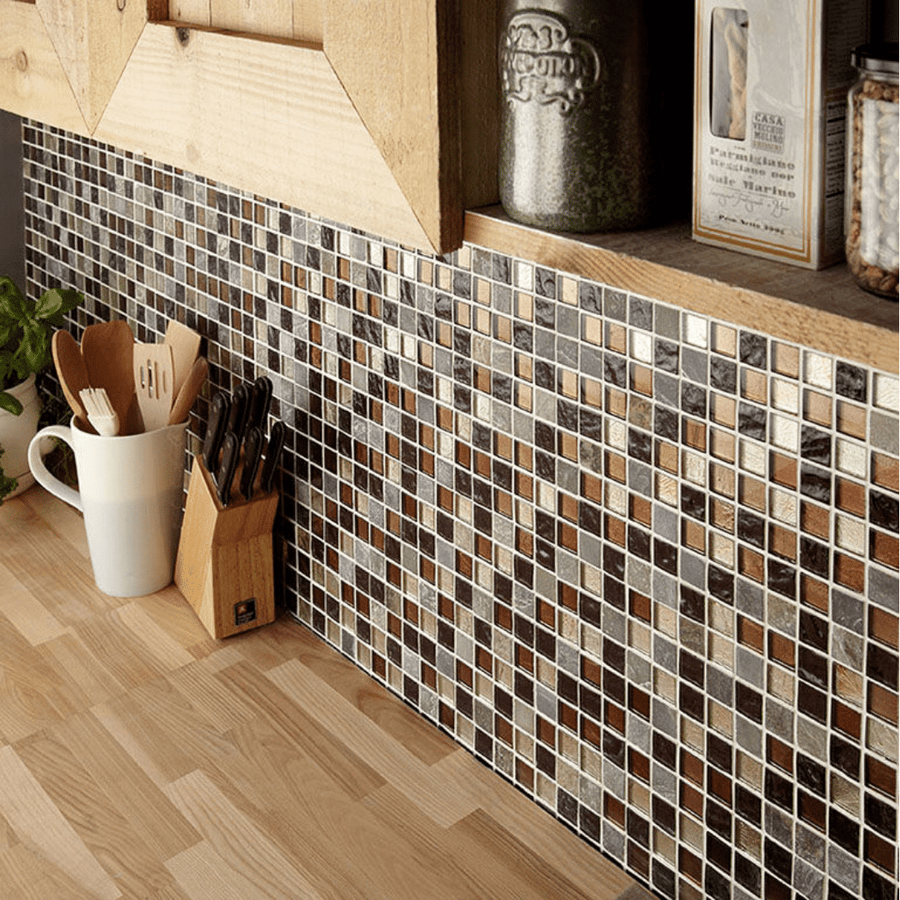 Stylish glass and stone mosaic with textured finish
