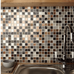 Cascade brown glass and stone mixed finish wall mosaic