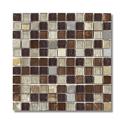 Brown stone effect glass mosaic tiles for wall surfaces