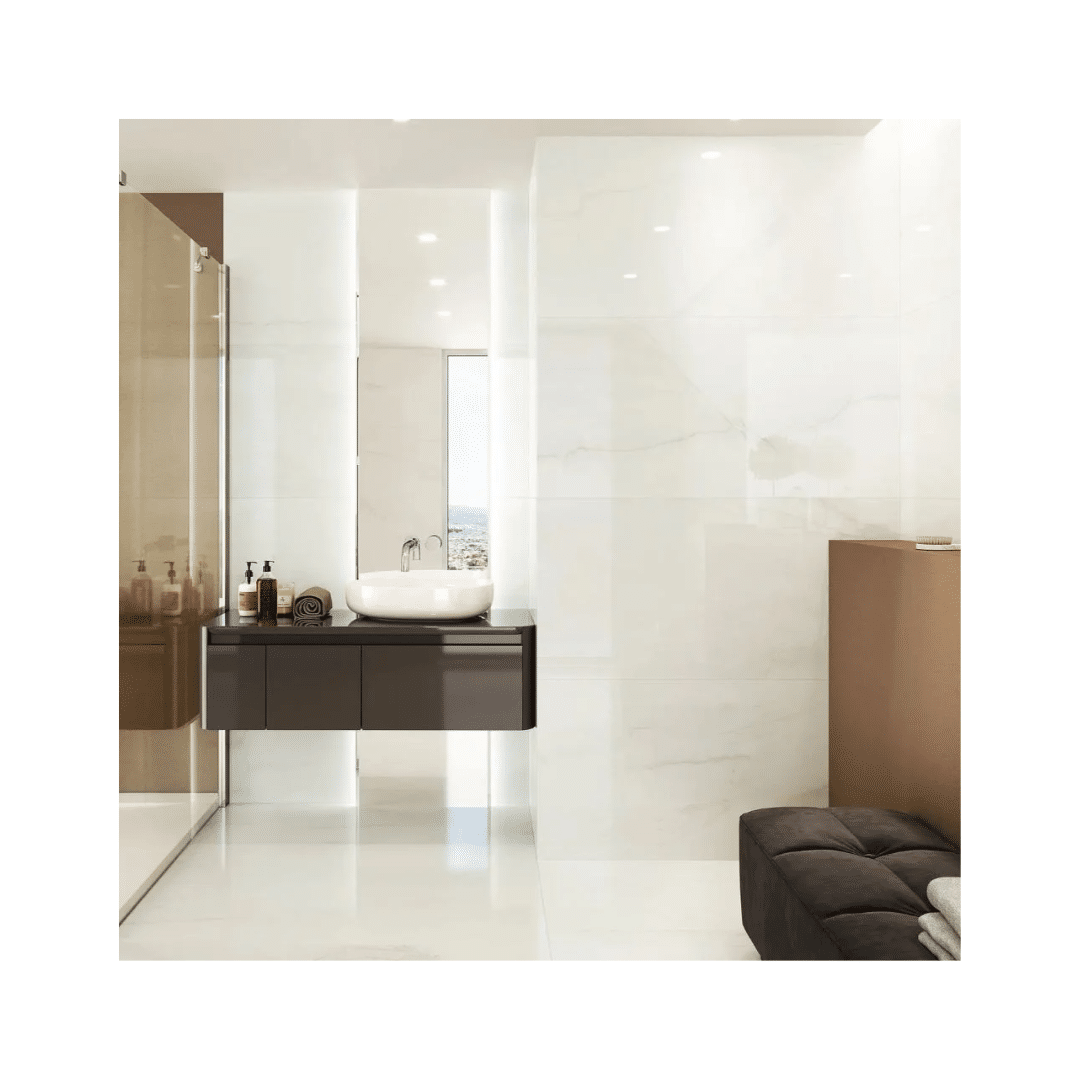 Cervino matt porcelain floor tile installed in a modern kitchen with stone texture