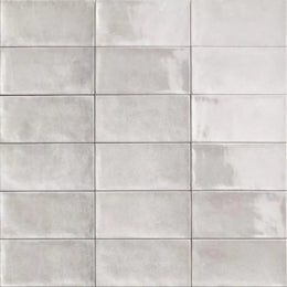 Bianco gloss ceramic wall tile 100x200mm close-up
