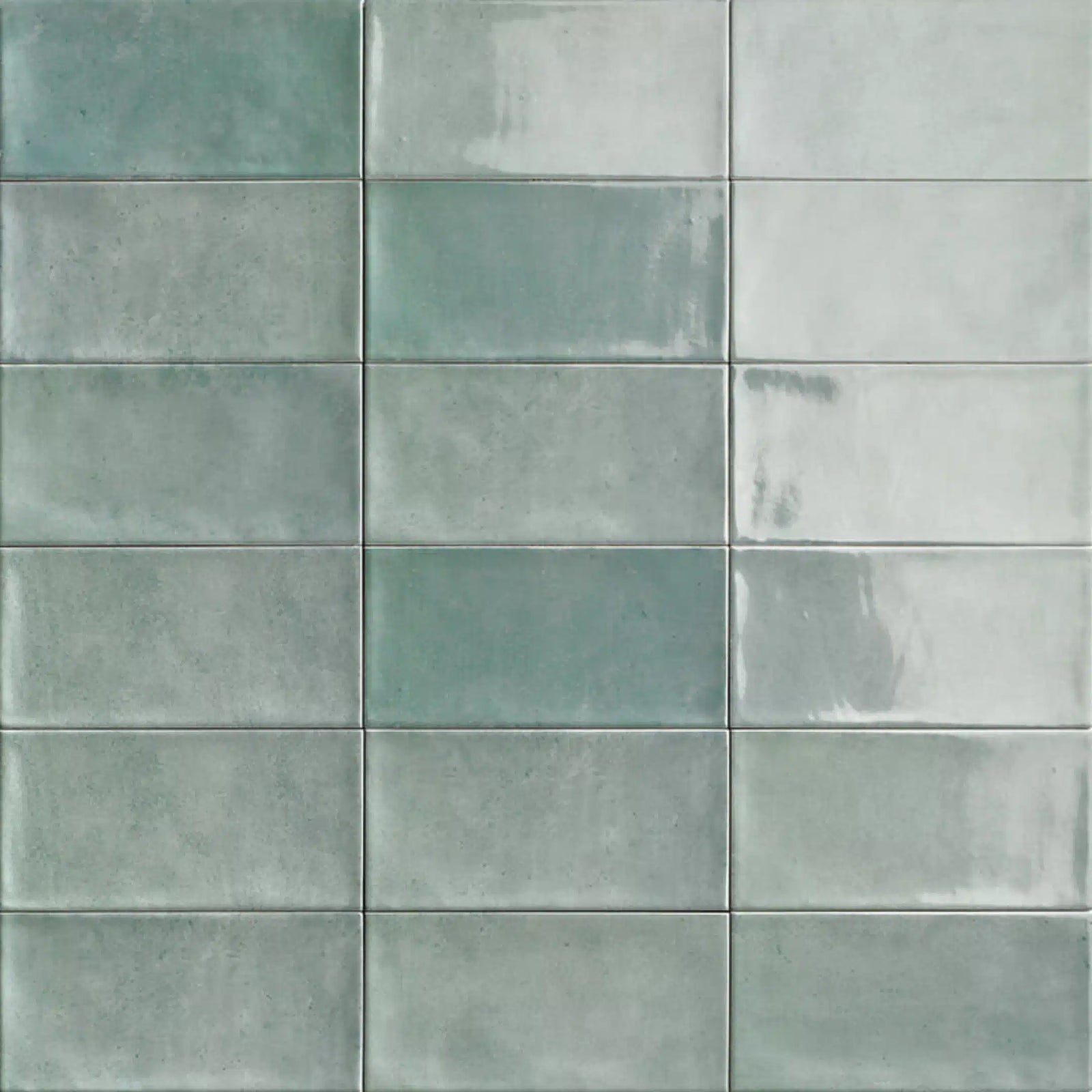 Close-up of Chiswick Emerald tile's vibrant color and glossy finish
