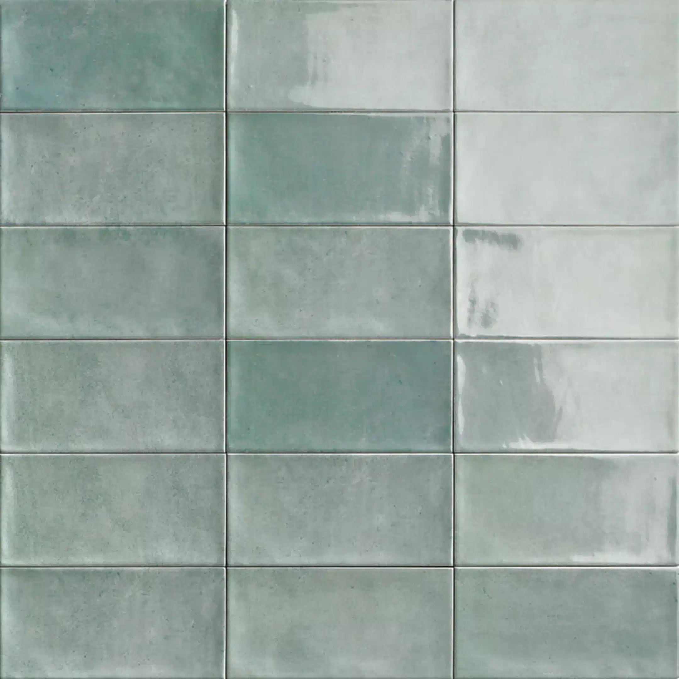 Close-up of Chiswick Emerald tile's vibrant color and glossy finish