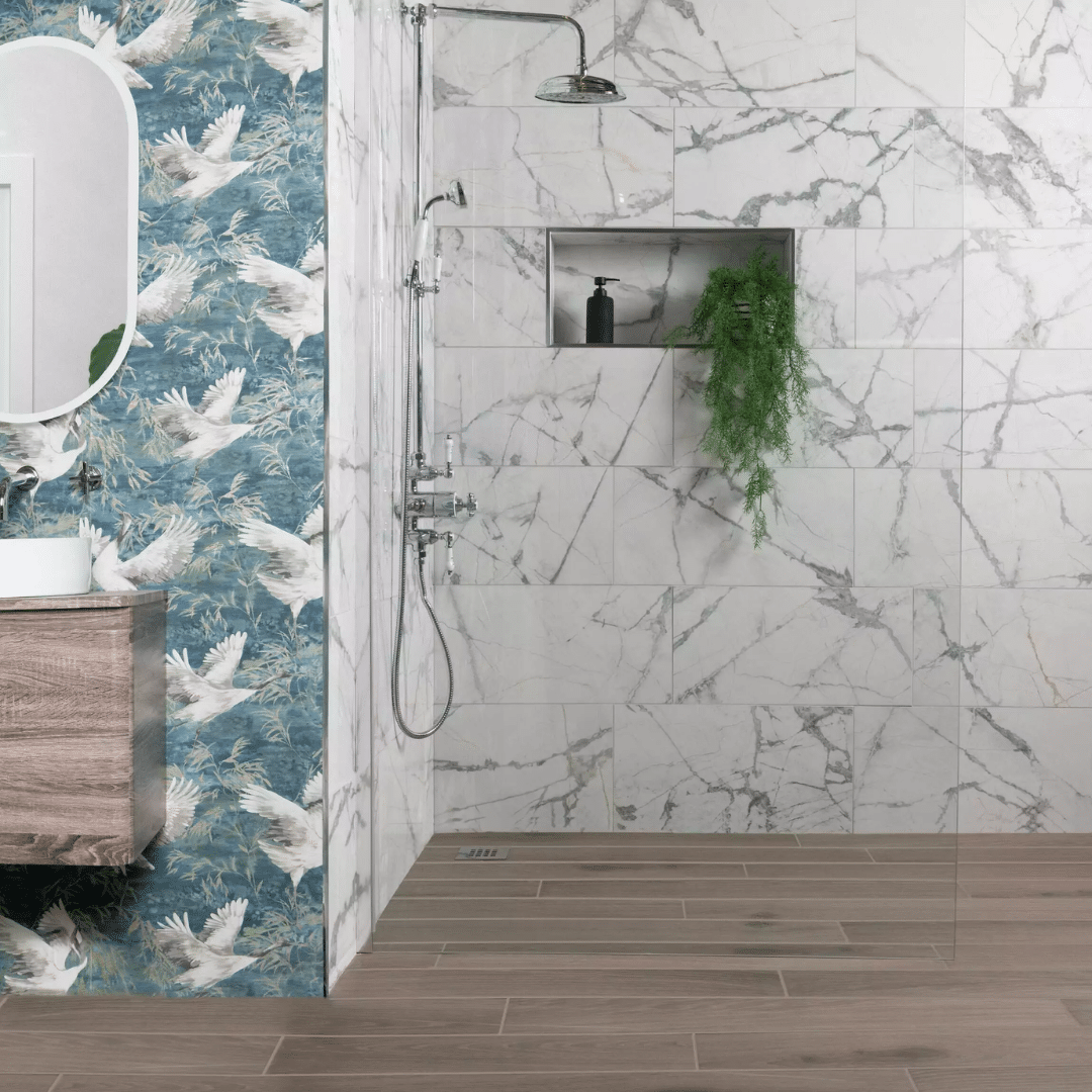 Warm brown wood effect porcelain tiles for flooring