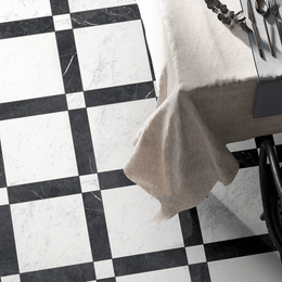 Matt finish Nero Marquina tile closeup