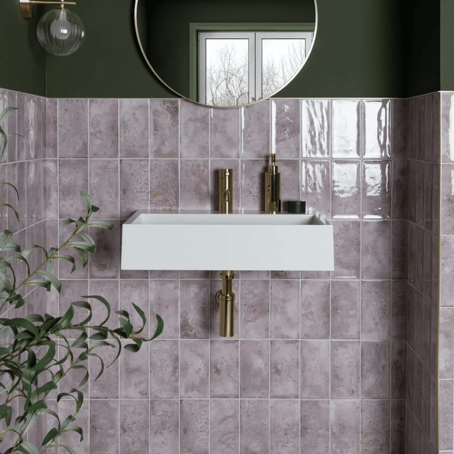 Clemence Orchid purple ceramic metro wall tile glossy finish
