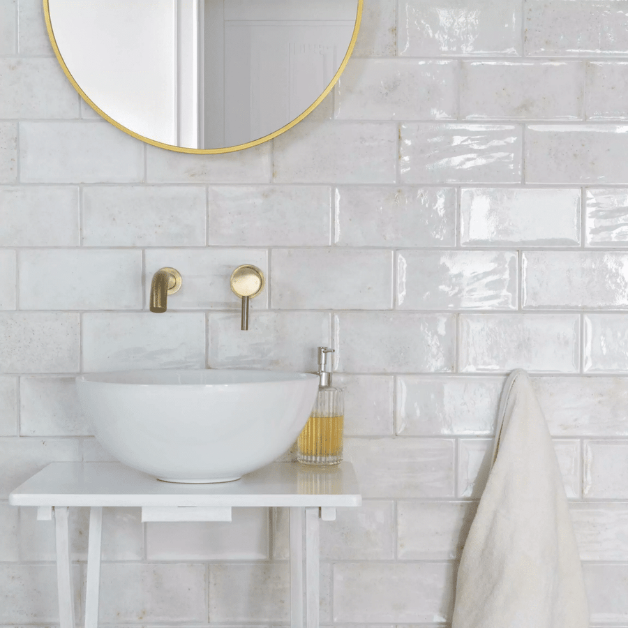 Clemence White gloss ceramic metro wall tile design