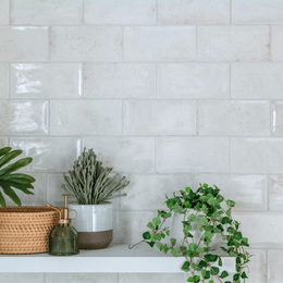 Bright white gloss ceramic tile for wall surfaces