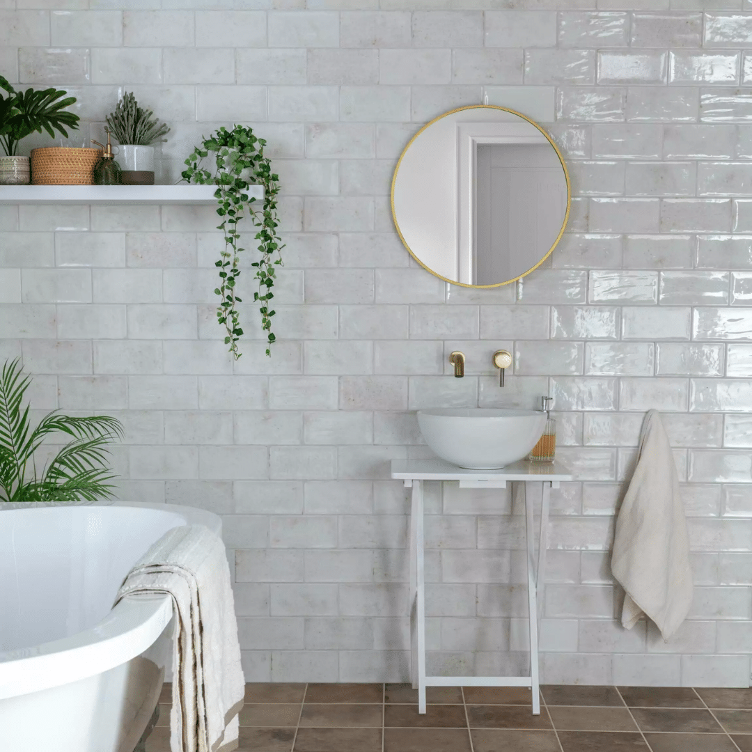 Classic white metro ceramic tile with glossy finish