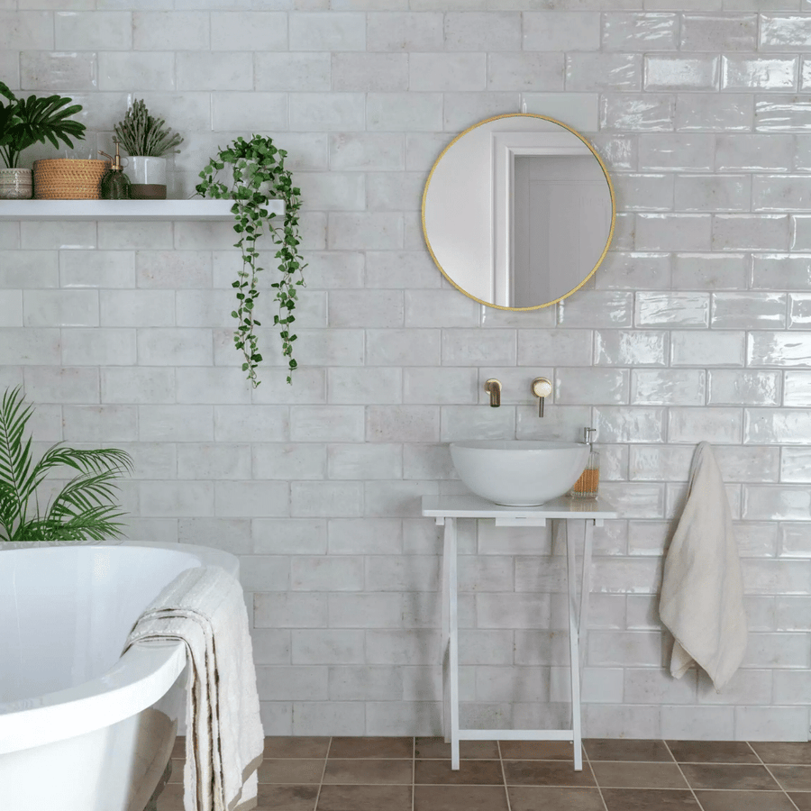 Classic white metro ceramic tile with glossy finish