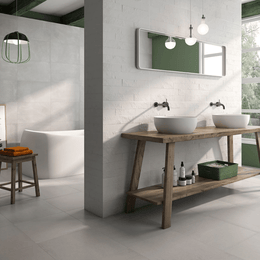 White wall tile with decor finish