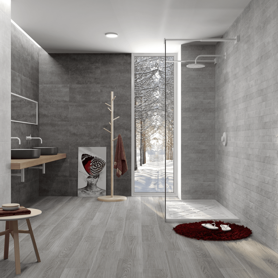 Decorative matt wall tile grey