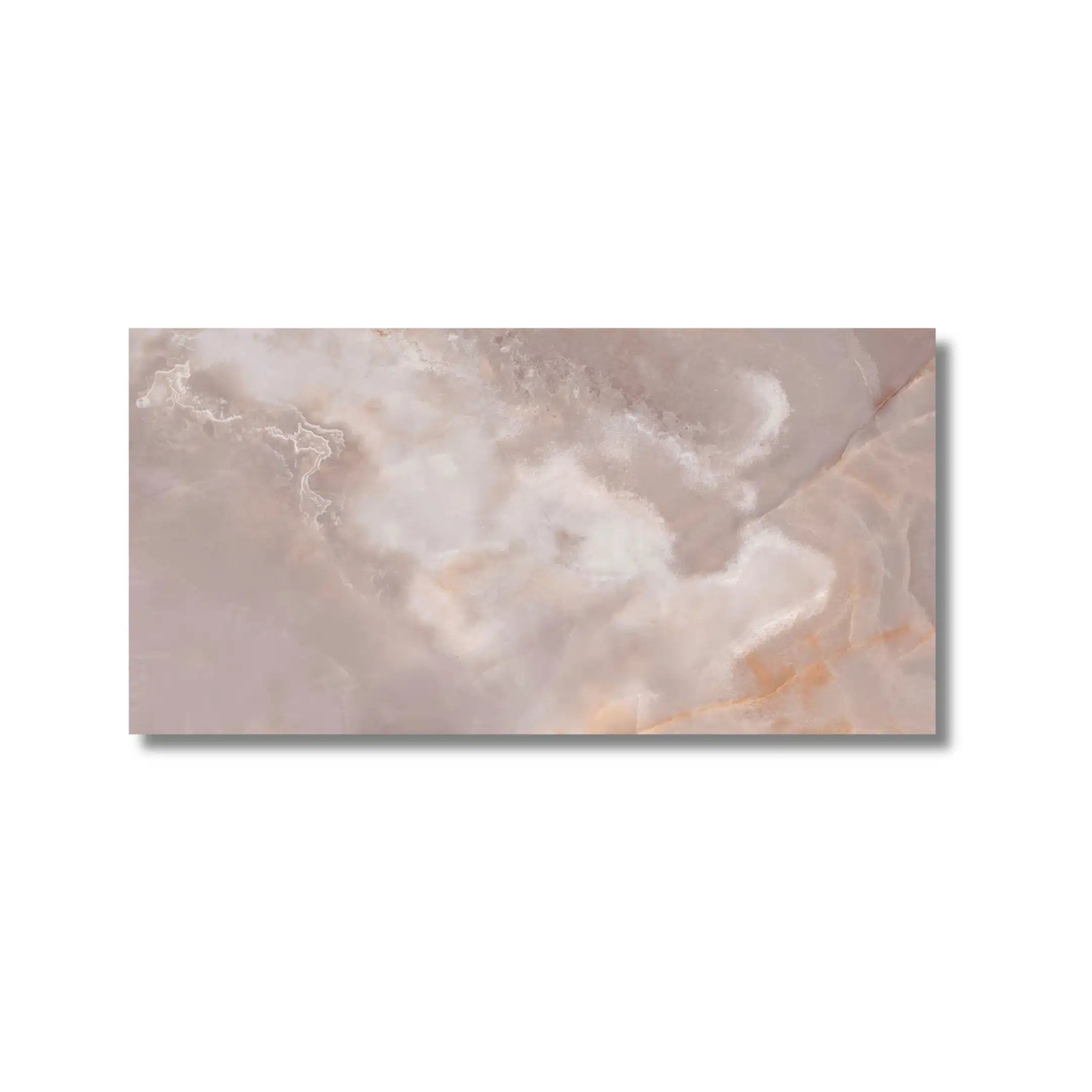 Oni Coral tile close-up showcasing polished finish