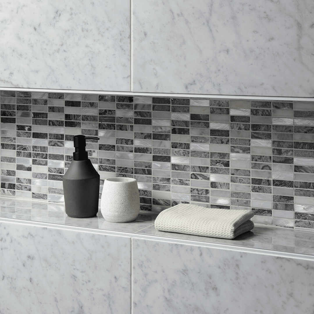 Grey gloss stone metal mosaic tiles for walls