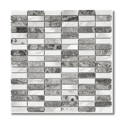 Creswell grey stone metal linear mosaic tiles for wall