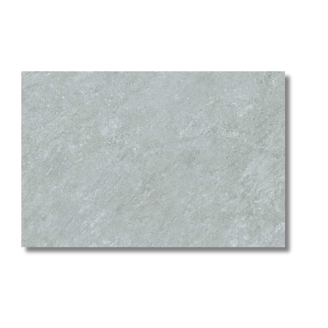 Outdoor outlet flooring with grey porcelain stone tiles