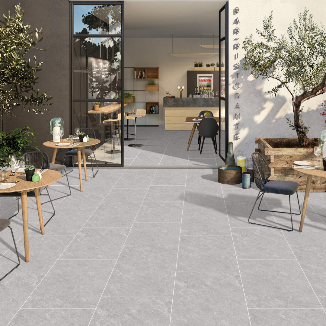 Crynton Gris grey stone effect porcelain outdoor floor tiles
