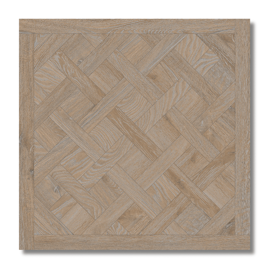 Warm brown polished porcelain tiles with wood appearance