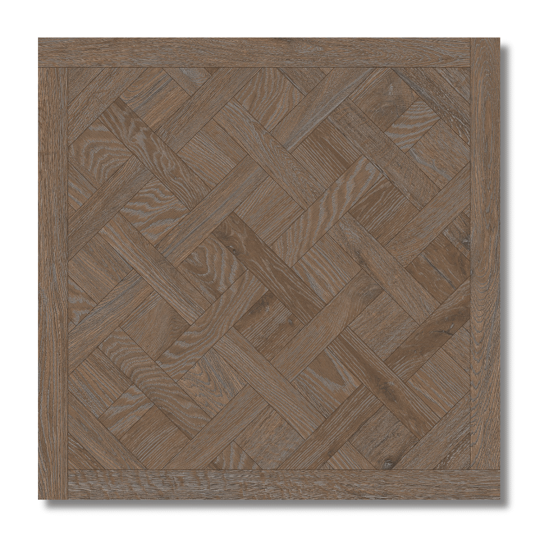 Polished wood effect brown porcelain tile for interior floors
