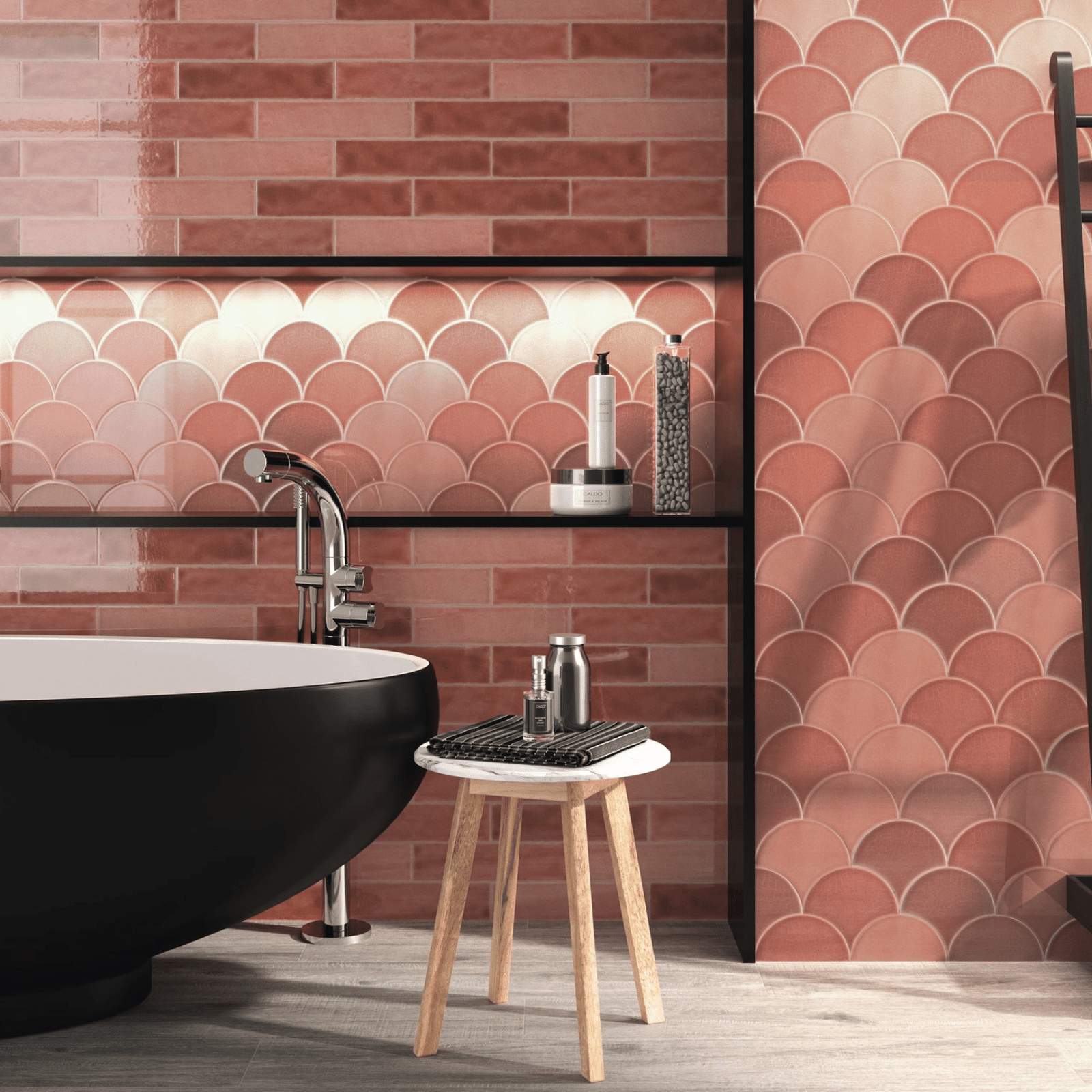 Coral crackled finish tiles