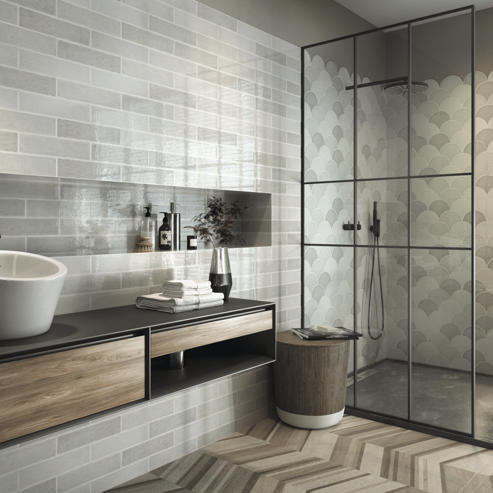 Neutral pearl wall tiles