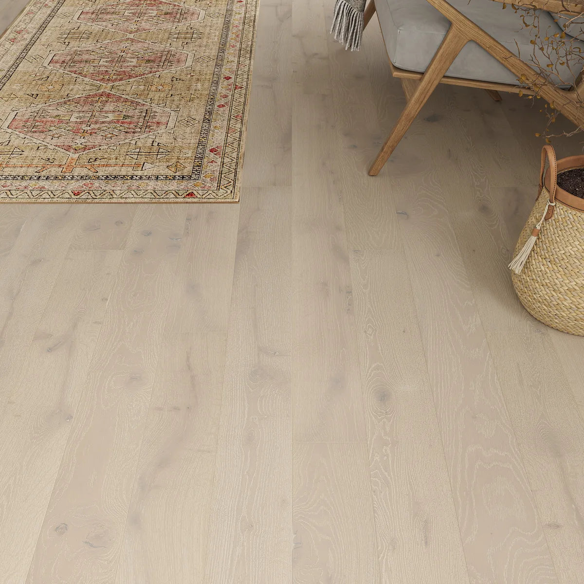 Lyndhurst Whitewashed Oak Engineered Wood Flooring in a room setting