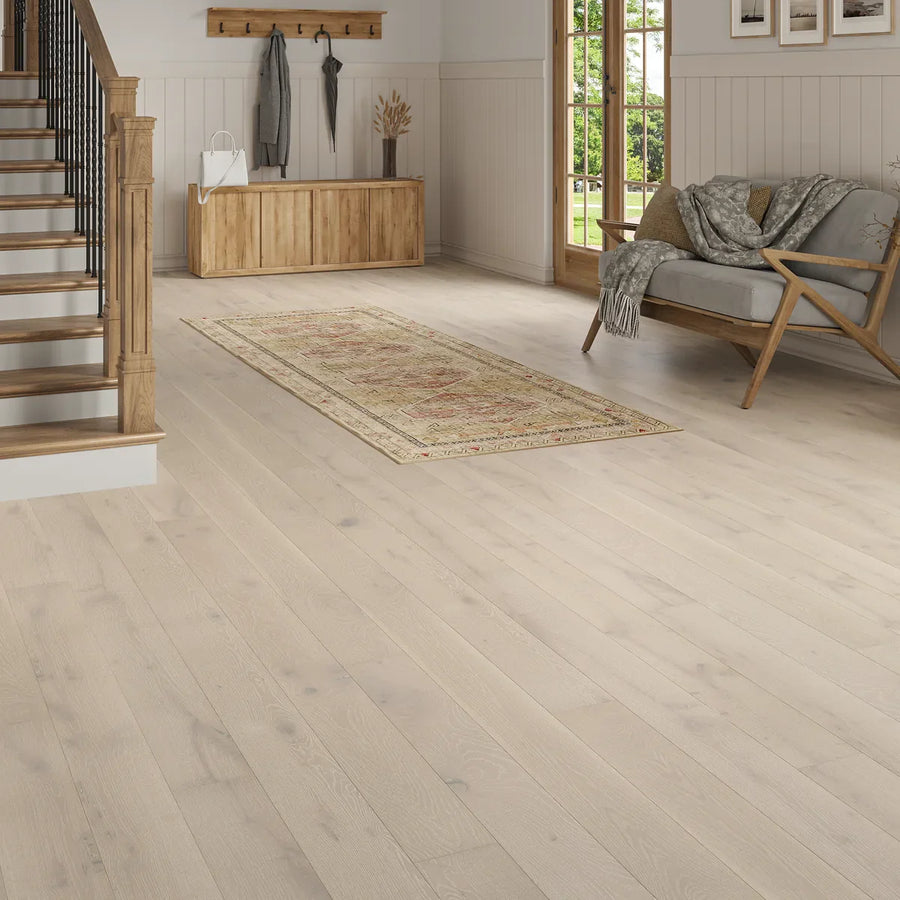 Lyndhurst Whitewashed Oak Engineered Wood Flooring in a room setting