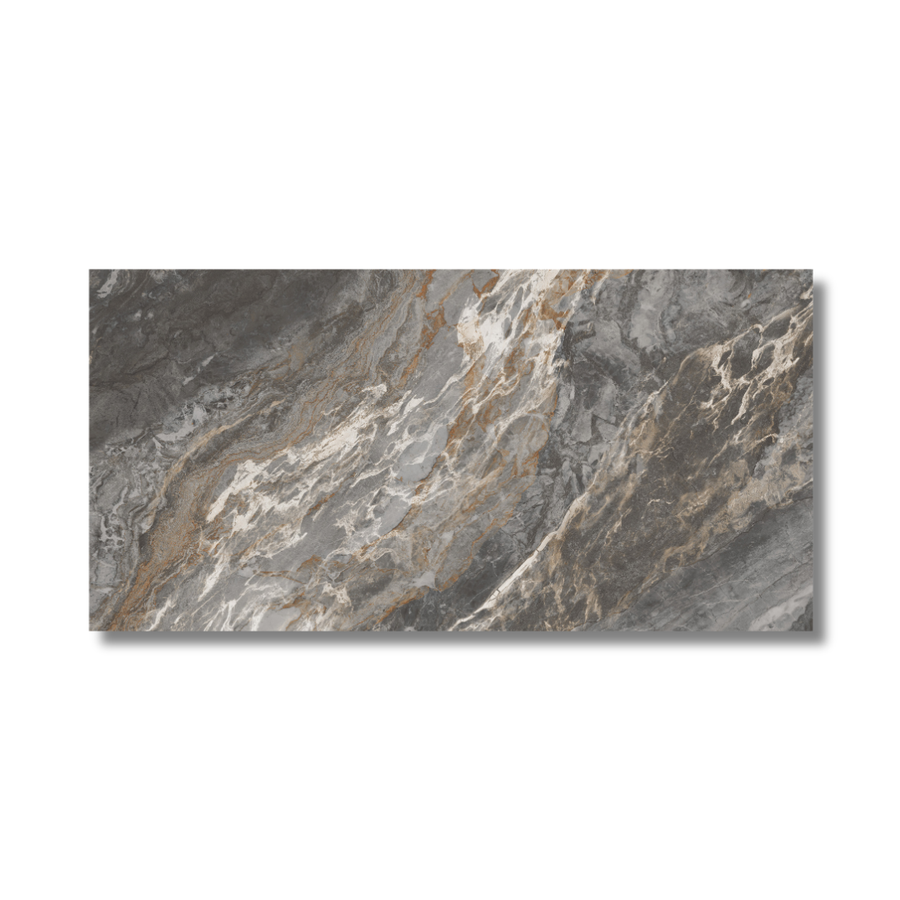 Grey stone effect porcelain tiles for hallway wall and floor