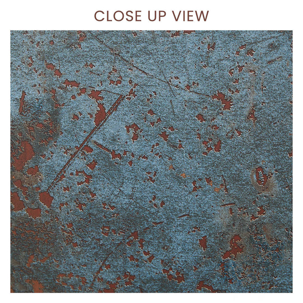 Close-up of Plutonic Azul Blue metallic surface