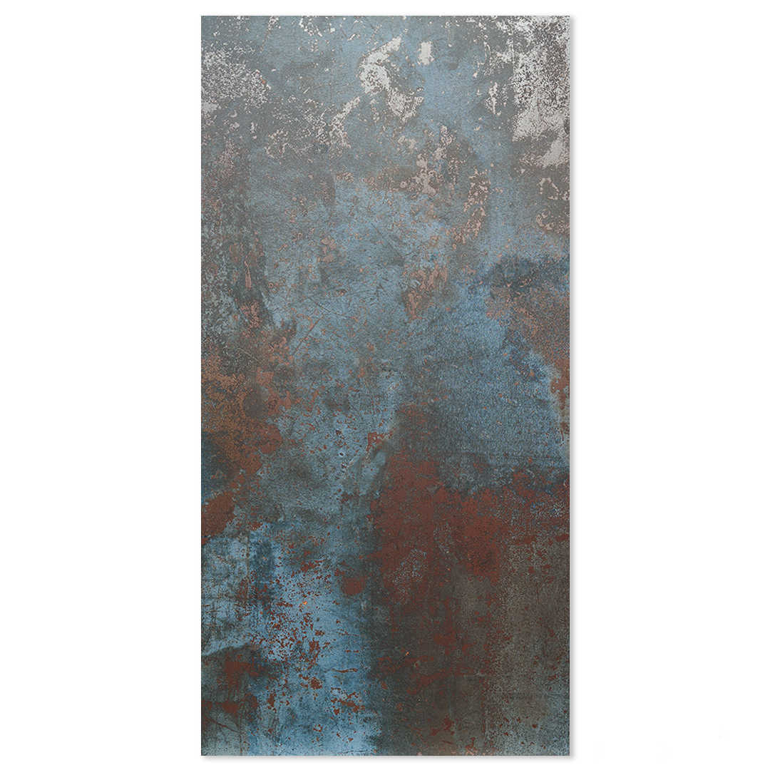 Porcelain tile with azul blue metallic design and a polished finish. 600x1200 Metalic Metal Effect Porcelain Tile - Main
