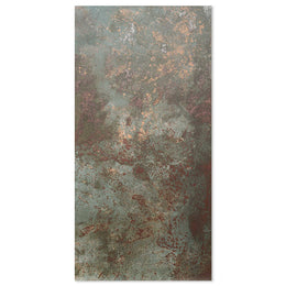 Porcelain tile with teal-green metallic design and a polished finish. 600x1200 Metallic Metal Effect Porcelain Tile - Main