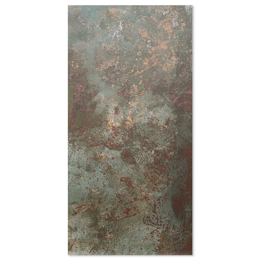 Porcelain tile with teal-green metallic design and a polished finish. 600x1200 Metallic Metal Effect Porcelain Tile - Main