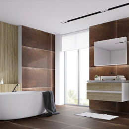 Dorian Brown Matt Porcelain Floor and Wall Tile in Bathroom