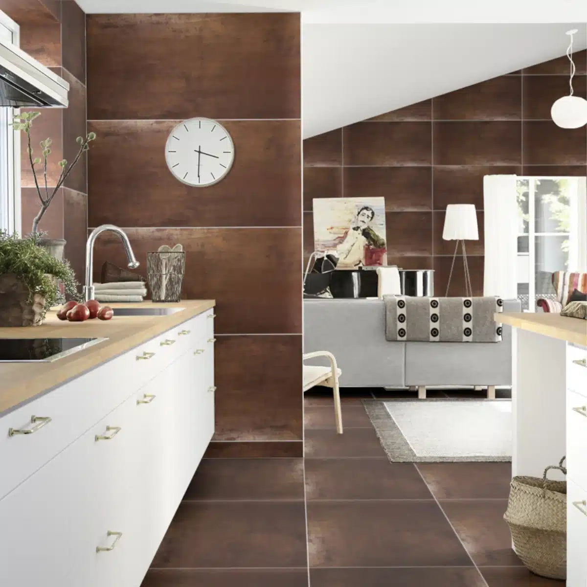 Metal Finish Brown Porcelain Tile for Modern Interiors