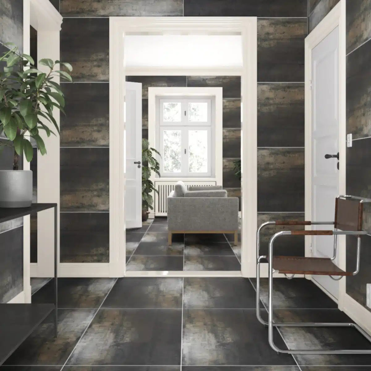 Metal Finish Brown Porcelain Tile for Modern Interiors