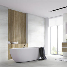 Dorian White Matte Porcelain Tile in Bathroom