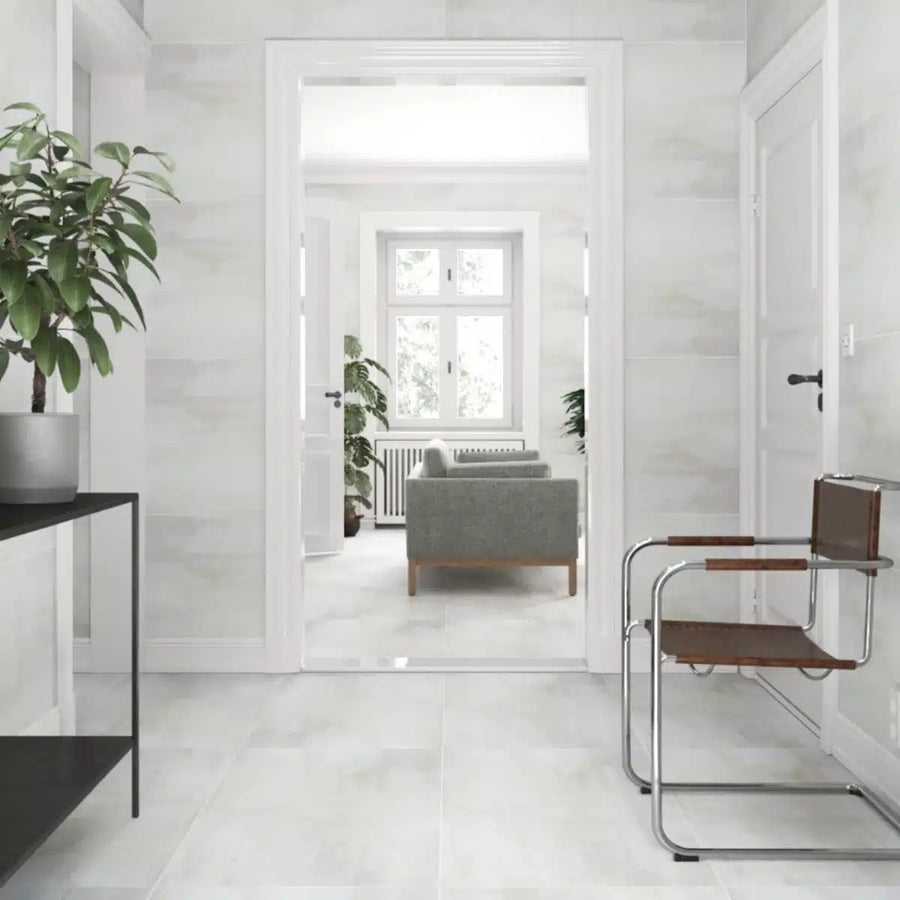 Minimalist White Porcelain Floor Tile – Dorian White