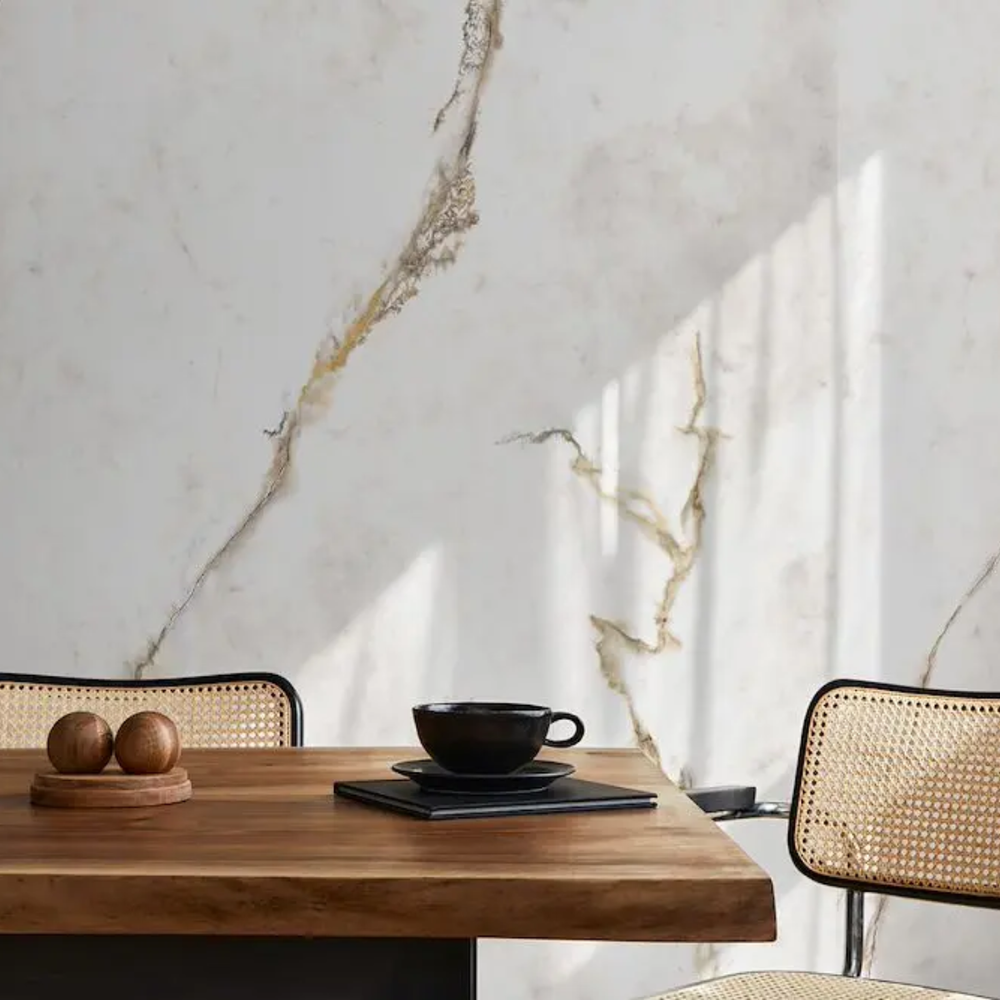 Calacatta Gold matt porcelain floor tile with golden veining